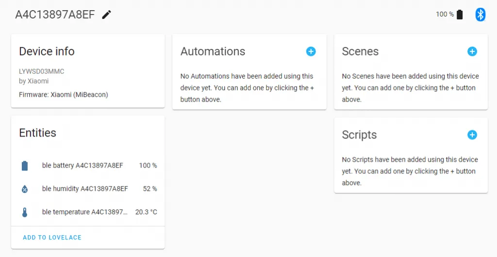 Lovelace. Panel sensor temperatura humedad Home Assistant