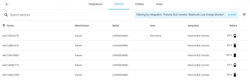 Devices. Temperatura y humedad en Home Assistant