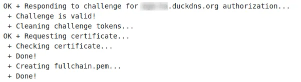 Respuesta addon DuckDNS