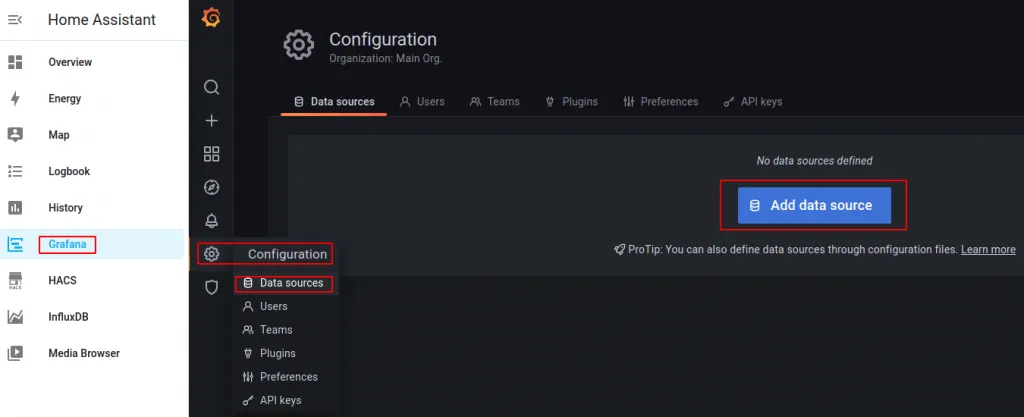 Grafana nuevo Data Source
